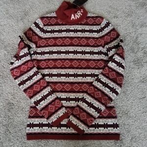 Alp N Rock Red, Black and White Mock Neck Ski Sweater